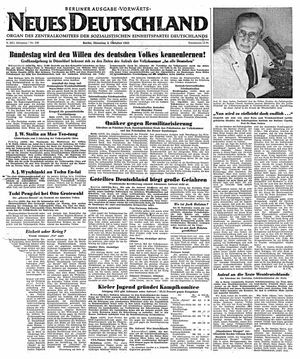 Neues Deutschland Online-Archiv vom 02.10.1951