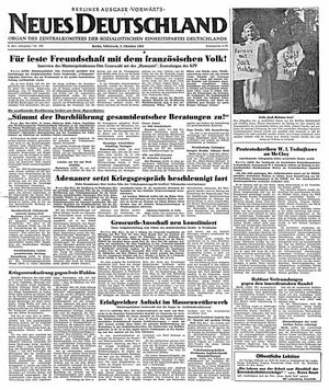 Neues Deutschland Online-Archiv vom 03.10.1951