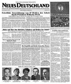Neues Deutschland Online-Archiv vom 14.10.1951