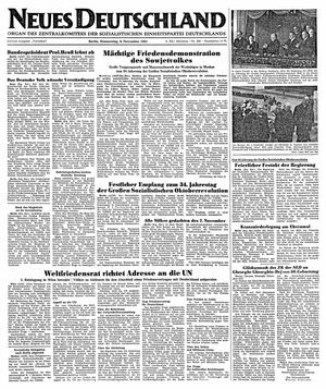 Neues Deutschland Online-Archiv vom 08.11.1951
