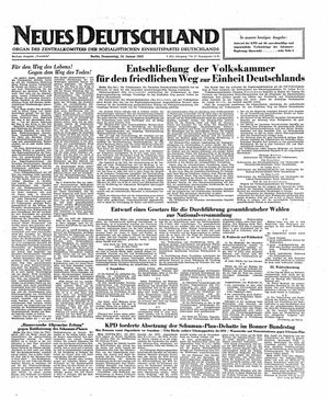 Neues Deutschland Online-Archiv vom 10.01.1952