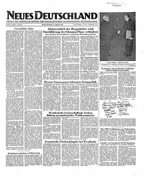 Neues Deutschland Online-Archiv vom 15.01.1952