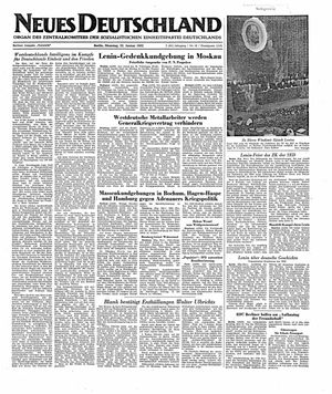 Neues Deutschland Online-Archiv on Jan 22, 1952