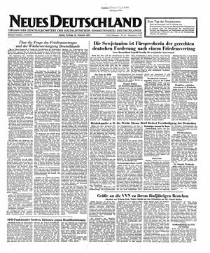Neues Deutschland Online-Archiv vom 22.02.1952