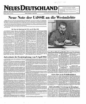 Neues Deutschland Online-Archiv vom 13.04.1952