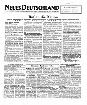 Neues Deutschland Online-Archiv vom 20.04.1952