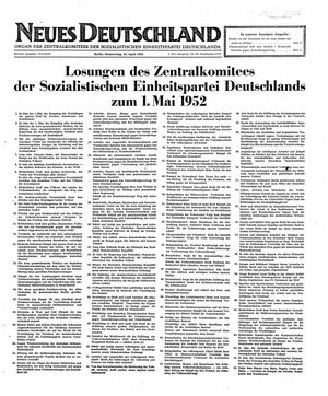 Neues Deutschland Online-Archiv vom 24.04.1952