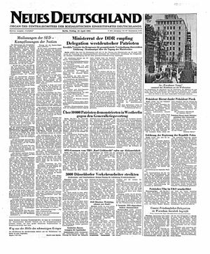Neues Deutschland Online-Archiv vom 25.04.1952