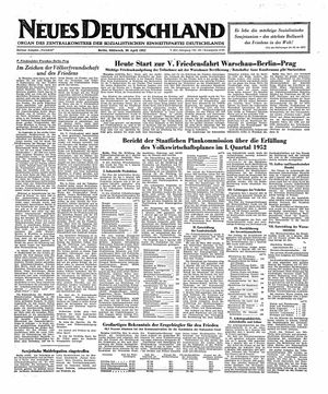Neues Deutschland Online-Archiv vom 30.04.1952
