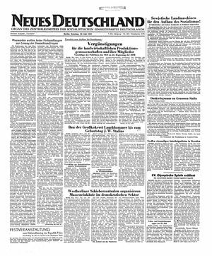 Neues Deutschland Online-Archiv vom 20.07.1952