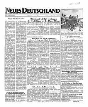 Neues Deutschland Online-Archiv vom 01.08.1952