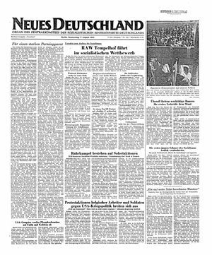 Neues Deutschland Online-Archiv vom 07.08.1952