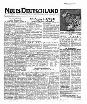 Neues Deutschland Online-Archiv vom 21.08.1952