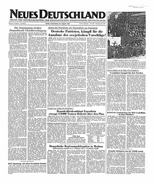 Neues Deutschland Online-Archiv vom 30.08.1952