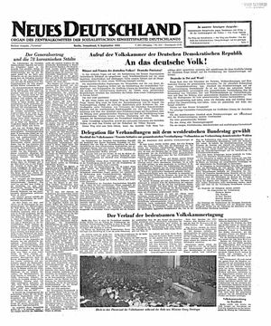 Neues Deutschland Online-Archiv vom 06.09.1952