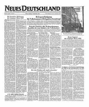 Neues Deutschland Online-Archiv vom 07.09.1952