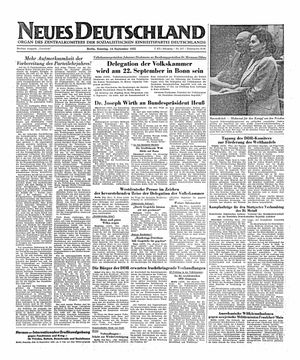 Neues Deutschland Online-Archiv on Sep 14, 1952