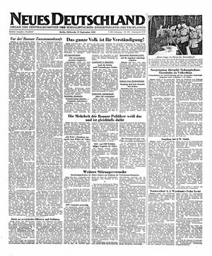 Neues Deutschland Online-Archiv vom 17.09.1952