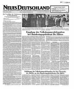 Neues Deutschland Online-Archiv vom 20.09.1952