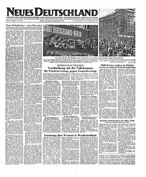 Neues Deutschland Online-Archiv vom 28.09.1952