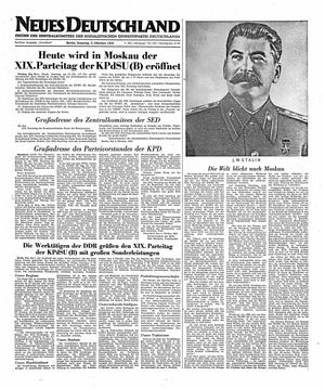 Neues Deutschland Online-Archiv on Oct 5, 1952
