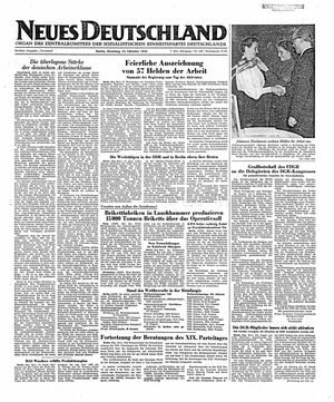 Neues Deutschland Online-Archiv vom 14.10.1952
