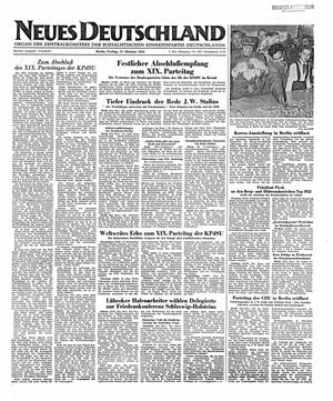 Neues Deutschland Online-Archiv vom 17.10.1952
