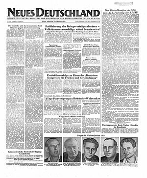 Neues Deutschland Online-Archiv vom 22.10.1952