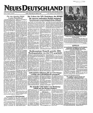 Neues Deutschland Online-Archiv vom 23.10.1952