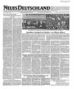 Neues Deutschland Online-Archiv vom 30.10.1952