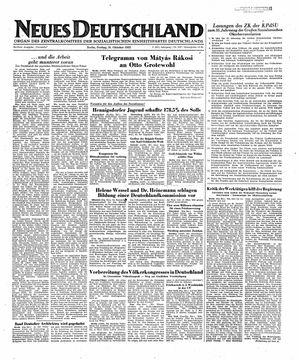 Neues Deutschland Online-Archiv vom 31.10.1952