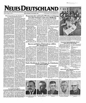 Neues Deutschland Online-Archiv vom 18.11.1952
