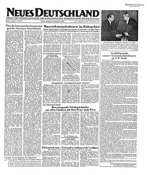 Neues Deutschland Online-Archiv vom 09.12.1952