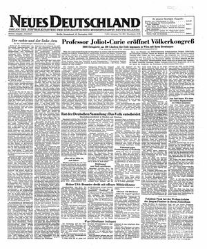 Neues Deutschland Online-Archiv vom 13.12.1952