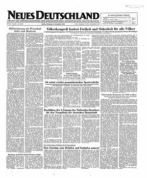 Neues Deutschland Online-Archiv vom 14.12.1952