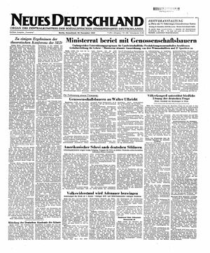 Neues Deutschland Online-Archiv vom 20.12.1952