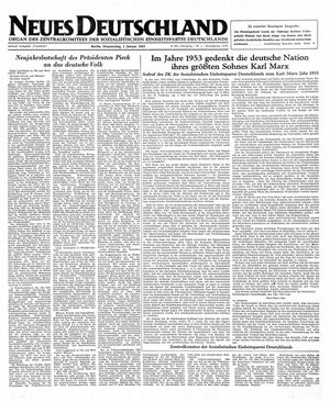 Neues Deutschland Online-Archiv vom 01.01.1953