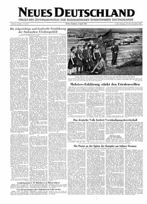 Neues Deutschland Online-Archiv vom 05.04.1953