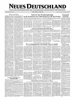 Neues Deutschland Online-Archiv vom 29.04.1953