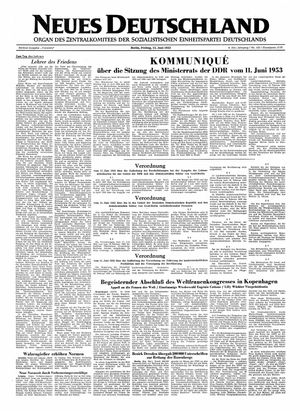 Neues Deutschland Online-Archiv vom 12.06.1953