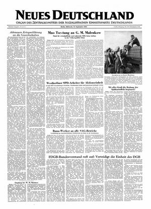 Neues Deutschland Online-Archiv on Sep 16, 1953