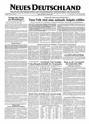 Neues Deutschland Online-Archiv vom 03.10.1953