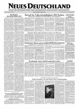 Neues Deutschland Online-Archiv vom 30.10.1953