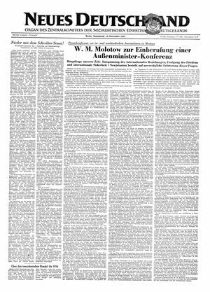 Neues Deutschland Online-Archiv vom 14.11.1953