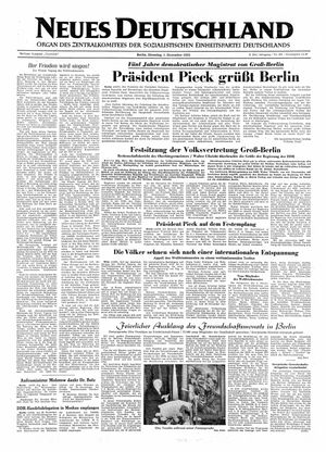 Neues Deutschland Online-Archiv vom 01.12.1953