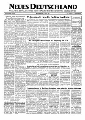 Neues Deutschland Online-Archiv vom 06.01.1954