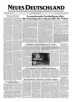 Neues Deutschland Online-Archiv vom 22.01.1954