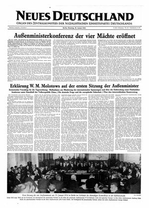 Neues Deutschland Online-Archiv vom 26.01.1954