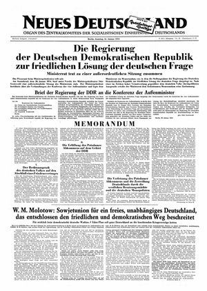 Neues Deutschland Online-Archiv vom 31.01.1954
