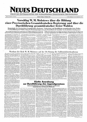 Neues Deutschland Online-Archiv vom 05.02.1954